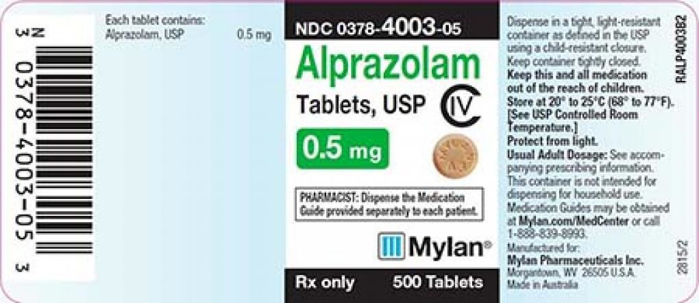 Recall Alprazolam